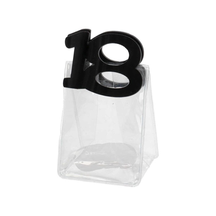 BORSETTA PVC CON PLEX 18ANNI 6X5X8H NERO